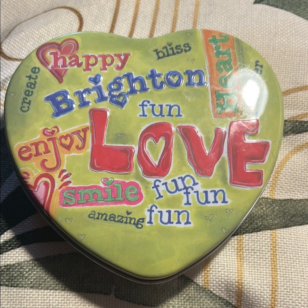 Brighton Colorful Heart Tin with Playful Text